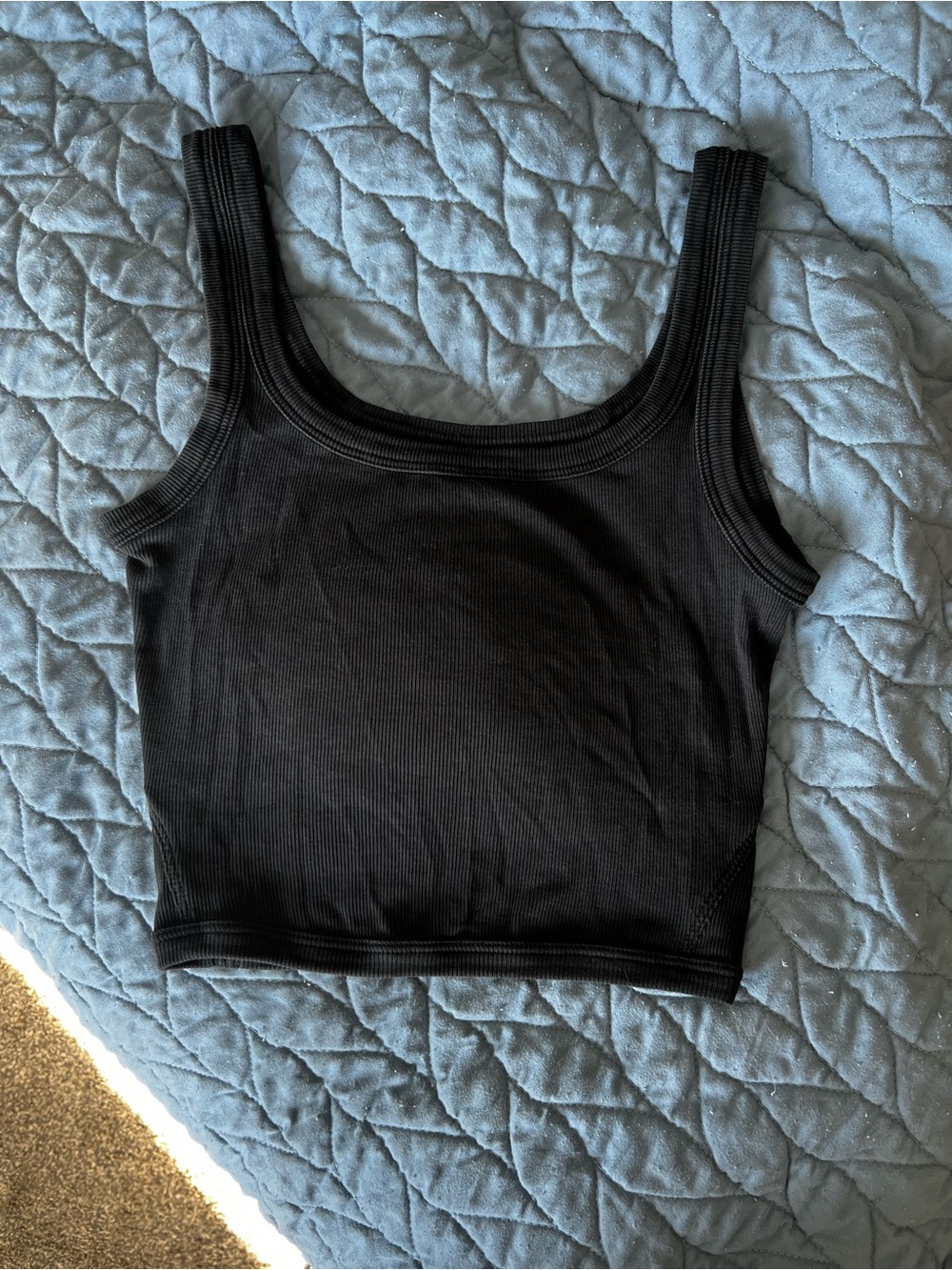 lululemon athletica Black Ribbed Square-Neck Crop Tank